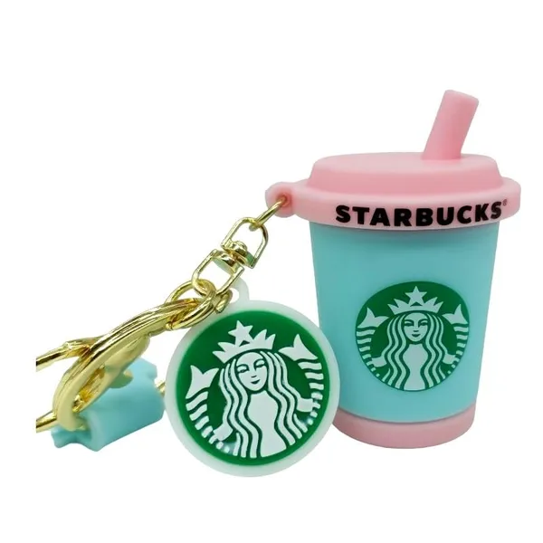 Cute_Star_3D_Blue_With_Pink_Straw_Cup_Lanyard_Rubber_Keychain_Lanyard_Charm_Keyring