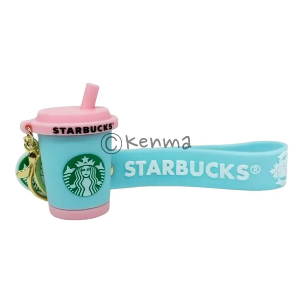 Cute_Star_3D_Blue_With_Pink_Straw_Cup_Lanyard_Rubber_Keychain_Lanyard_Charm_Keyring