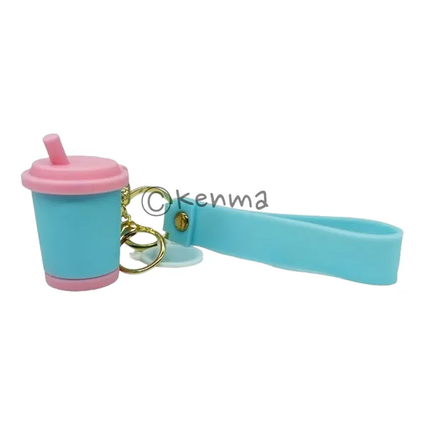 Cute_Star_3D_Blue_With_Pink_Straw_Cup_Lanyard_Rubber_Keychain_Lanyard_Charm_Keyring