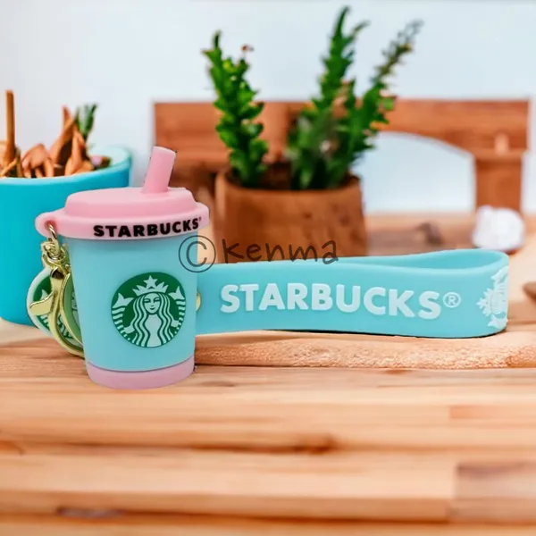 Cute_Star_3D_Blue_With_Pink_Straw_Cup_Lanyard_Rubber_Keychain_Lanyard_Charm_Keyring