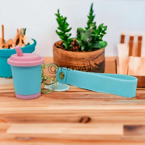 Cute_Star_3D_Blue_With_Pink_Straw_Cup_Lanyard_Rubber_Keychain_Lanyard_Charm_Keyring