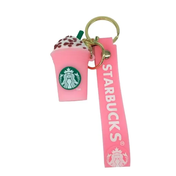 Cute_Star_3D_Light_Pink_Cup_Lanyard_Rubber_Keychain_Lanyard_Charm_Keyring