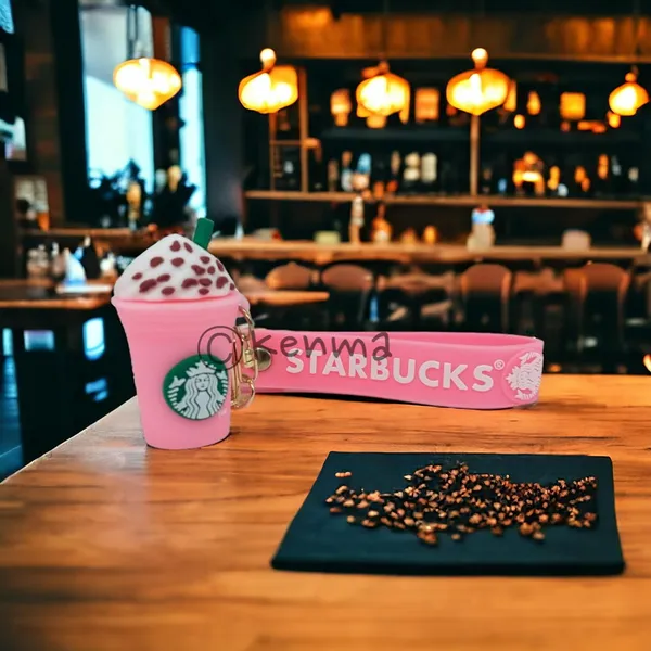 Cute_Star_3D_Light_Pink_Cup_Lanyard_Rubber_Keychain_Lanyard_Charm_Keyring