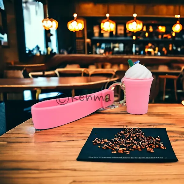 Cute_Star_3D_Light_Pink_Cup_Lanyard_Rubber_Keychain_Lanyard_Charm_Keyring