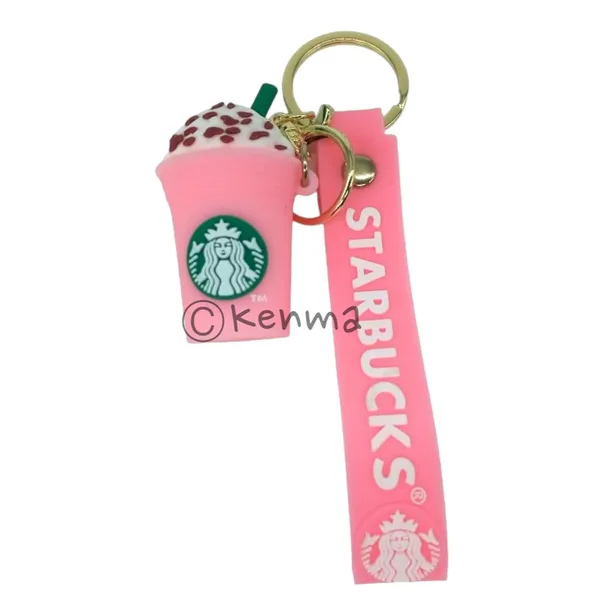 Cute_Star_3D_Light_Pink_Cup_Lanyard_Rubber_Keychain_Lanyard_Charm_Keyring