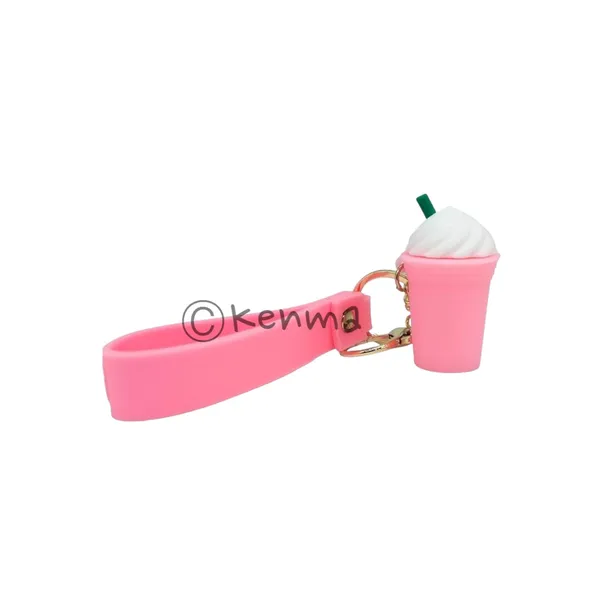 Cute_Star_3D_Light_Pink_Cup_Lanyard_Rubber_Keychain_Lanyard_Charm_Keyring