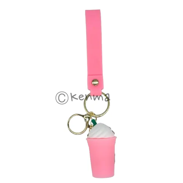 Cute_Star_3D_Light_Pink_Cup_Lanyard_Rubber_Keychain_Lanyard_Charm_Keyring
