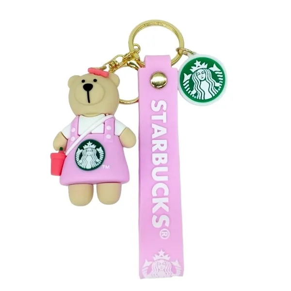 Cute_Star_3D_Light_Pink_Bear_With_Bow_Model_2_Lanyard_Rubber_Keychain_Lanyard_Charm
