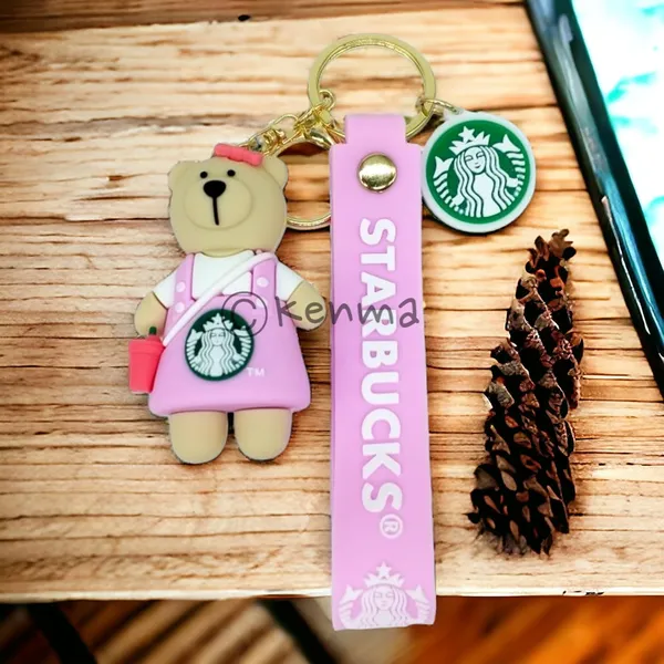 Cute_Star_3D_Light_Pink_Bear_With_Bow_Model_2_Lanyard_Rubber_Keychain_Lanyard_Charm