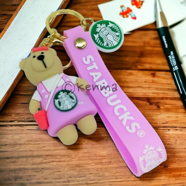 Cute_Star_3D_Light_Pink_Bear_With_Bow_Model_2_Lanyard_Rubber_Keychain_Lanyard_Charm