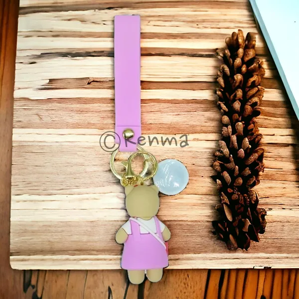 Cute_Star_3D_Light_Pink_Bear_With_Bow_Model_2_Lanyard_Rubber_Keychain_Lanyard_Charm