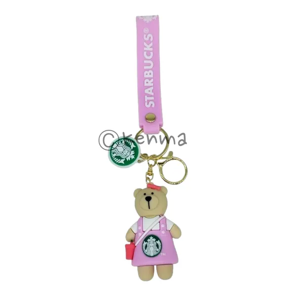 Cute_Star_3D_Light_Pink_Bear_With_Bow_Model_2_Lanyard_Rubber_Keychain_Lanyard_Charm