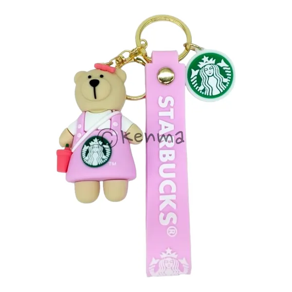 Cute_Star_3D_Light_Pink_Bear_With_Bow_Model_2_Lanyard_Rubber_Keychain_Lanyard_Charm