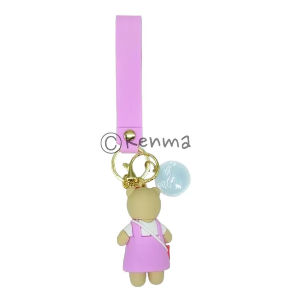 Cute_Star_3D_Light_Pink_Bear_With_Bow_Model_2_Lanyard_Rubber_Keychain_Lanyard_Charm
