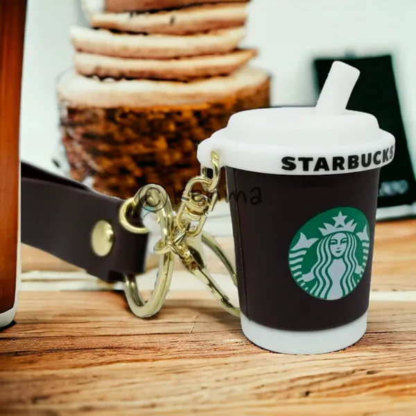 Cute_Star_Brown_3D_Cup_Lanyard_Rubber_Keychain_Lanyard_Charm_Keyring