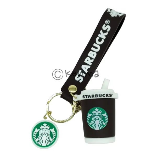Cute_Star_Brown_3D_Cup_Lanyard_Rubber_Keychain_Lanyard_Charm_Keyring