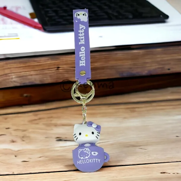 Cute_White_Hello_Kitty_Inside_Of_Purpule_Cup_Lanyard_Rubber_Keychain_Lanyard_Charm_Keyring
