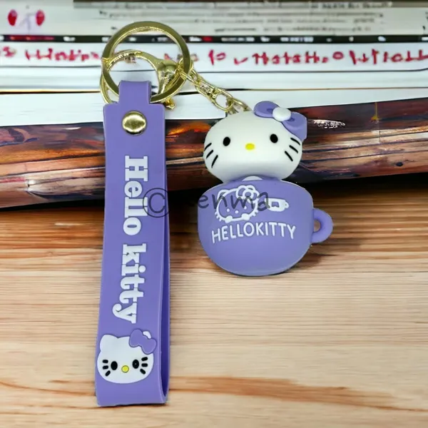 Cute_White_Hello_Kitty_Inside_Of_Purpule_Cup_Lanyard_Rubber_Keychain_Lanyard_Charm_Keyring