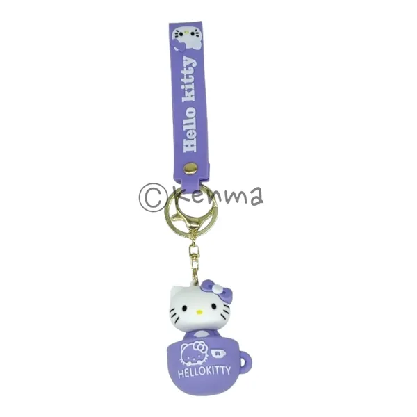 Cute_White_Hello_Kitty_Inside_Of_Purpule_Cup_Lanyard_Rubber_Keychain_Lanyard_Charm_Keyring