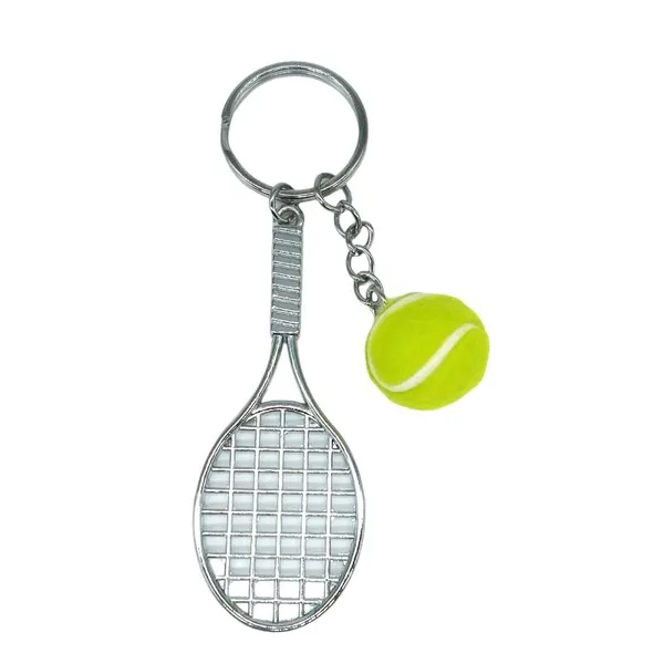 Metal_Badminton_With_Rubber_Ball_3D_Keychain_Lanyard_Charm_Keyring