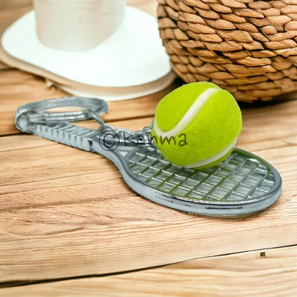 Metal_Badminton_With_Rubber_Ball_3D_Keychain_Lanyard_Charm_Keyring