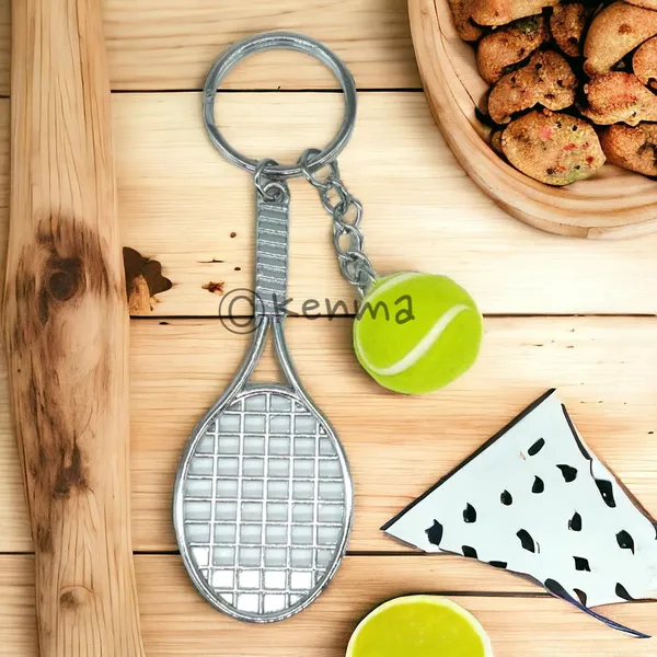 Metal_Badminton_With_Rubber_Ball_3D_Keychain_Lanyard_Charm_Keyring