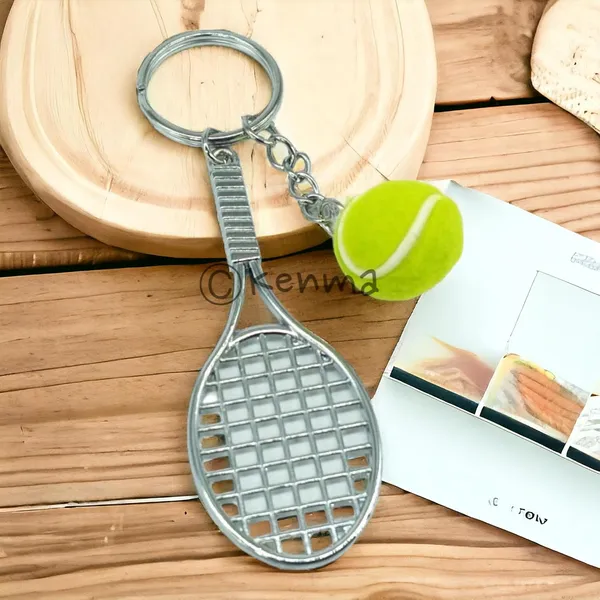 Metal_Badminton_With_Rubber_Ball_3D_Keychain_Lanyard_Charm_Keyring
