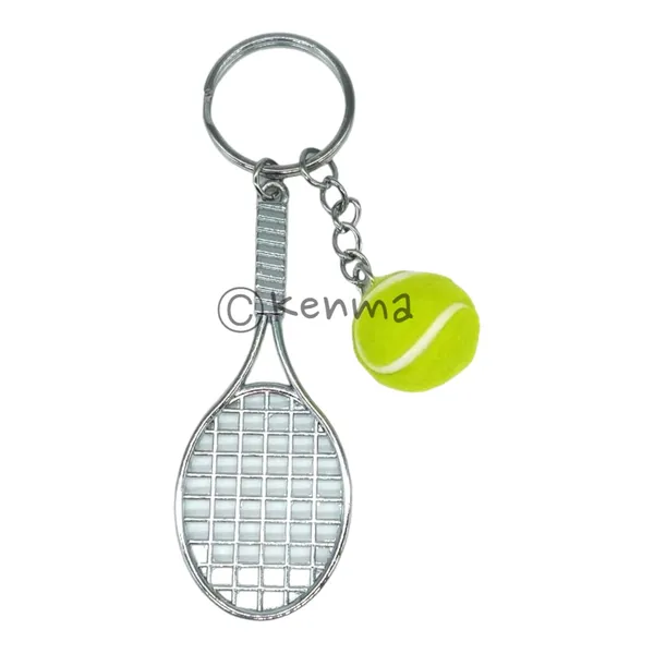 Metal_Badminton_With_Rubber_Ball_3D_Keychain_Lanyard_Charm_Keyring