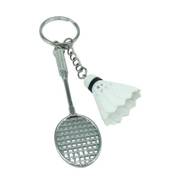 Metal_Badminton_With_Rubber_Racquet_3D_Keychain_Lanyard_Charm_Keyring_Model_2