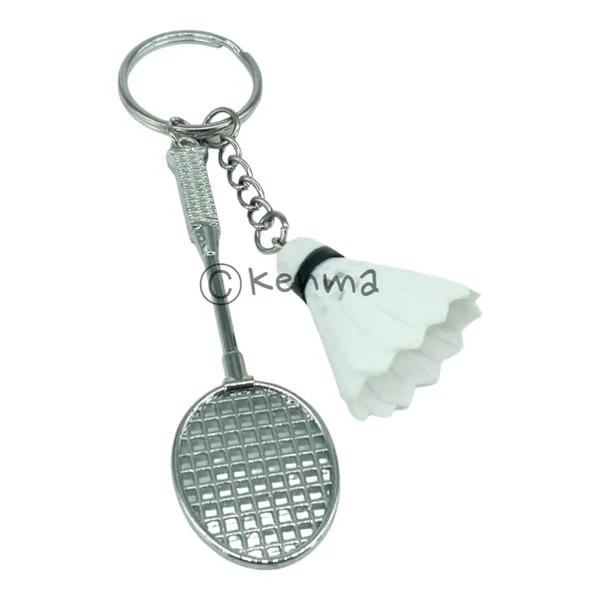 Metal_Badminton_With_Rubber_Racquet_3D_Keychain_Lanyard_Charm_Keyring_Model_2