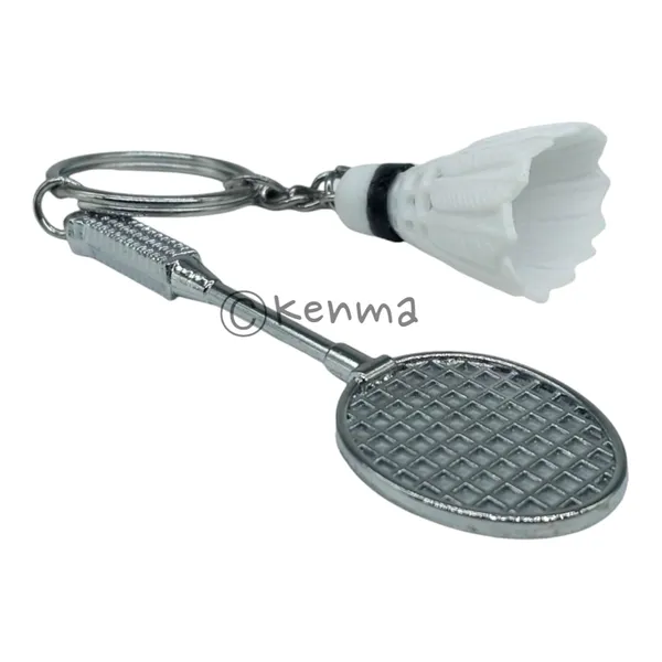 Metal_Badminton_With_Rubber_Racquet_3D_Keychain_Lanyard_Charm_Keyring_Model_2