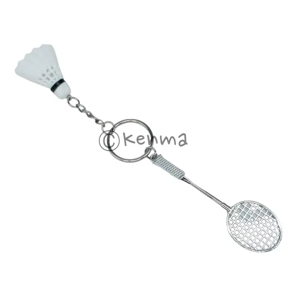Metal_Badminton_With_Rubber_Racquet_3D_Keychain_Lanyard_Charm_Keyring_Model_2