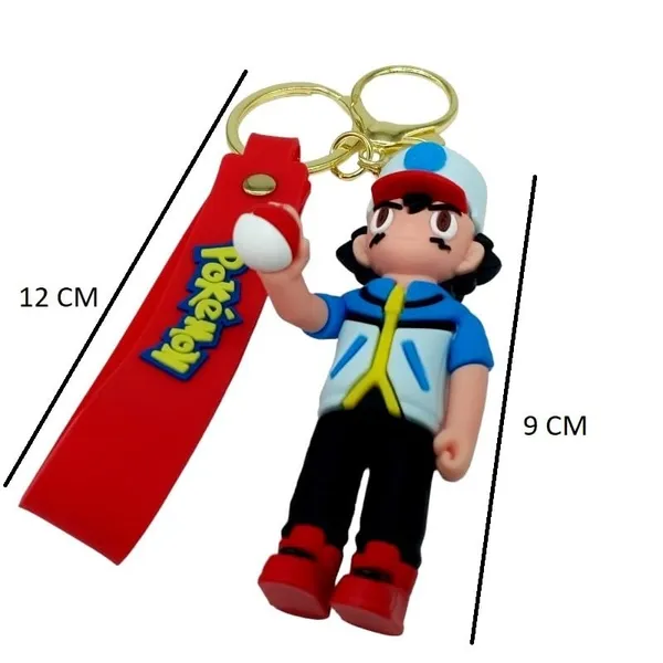 Ash_Ketchum_Standing_Pokeball_On_Hand_3D_Lanyard_Rubber_Keychain_Lanyard_Charm_Keyring