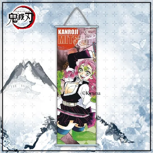 Demon_Slayer_Mitsuri_Kanroji_Model_2_Anime_Poster_Wall_Scroll_|_Art_Demon_Slaying_Corps_Canvas_Hanging_Paintings_Wall_Art_Decor_For_Home_Dorm_Office_(70_X_25_Cm)