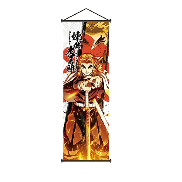 Demon_Slayer_Rengoku_Kyoujurou_Anime_Poster_Wall_Scroll_|_Art_Demon_Slaying_Corps_Canvas_Hanging_Paintings_Wall_Art_Decor_For_Home_Dorm_Office_(70_X_25_Cm)