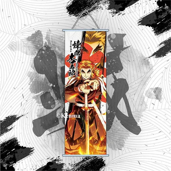 Demon_Slayer_Rengoku_Kyoujurou_Anime_Poster_Wall_Scroll_|_Art_Demon_Slaying_Corps_Canvas_Hanging_Paintings_Wall_Art_Decor_For_Home_Dorm_Office_(70_X_25_Cm)