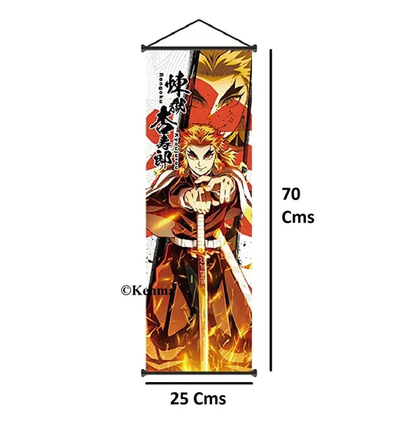 Demon_Slayer_Rengoku_Kyoujurou_Anime_Poster_Wall_Scroll_|_Art_Demon_Slaying_Corps_Canvas_Hanging_Paintings_Wall_Art_Decor_For_Home_Dorm_Office_(70_X_25_Cm)