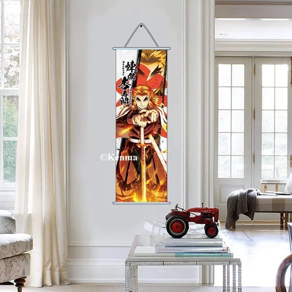 Demon_Slayer_Rengoku_Kyoujurou_Anime_Poster_Wall_Scroll_|_Art_Demon_Slaying_Corps_Canvas_Hanging_Paintings_Wall_Art_Decor_For_Home_Dorm_Office_(70_X_25_Cm)