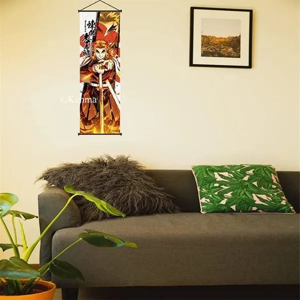 Demon_Slayer_Rengoku_Kyoujurou_Anime_Poster_Wall_Scroll_|_Art_Demon_Slaying_Corps_Canvas_Hanging_Paintings_Wall_Art_Decor_For_Home_Dorm_Office_(70_X_25_Cm)
