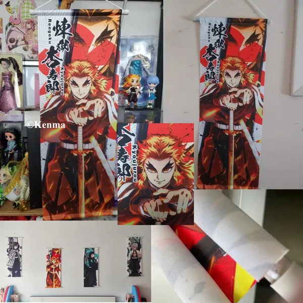 Demon_Slayer_Rengoku_Kyoujurou_Anime_Poster_Wall_Scroll_|_Art_Demon_Slaying_Corps_Canvas_Hanging_Paintings_Wall_Art_Decor_For_Home_Dorm_Office_(70_X_25_Cm)