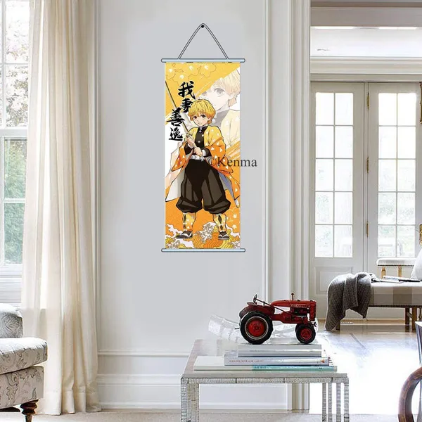 Demon_Slayer_Zenitsu_Agatsuma_Anime_Poster_Wall_Scroll_|_Art_Demon_Slaying_Corps_Canvas_Hanging_Paintings_Wall_Art_Decor_For_Home_Dorm_Office_(70_X_25_Cm)