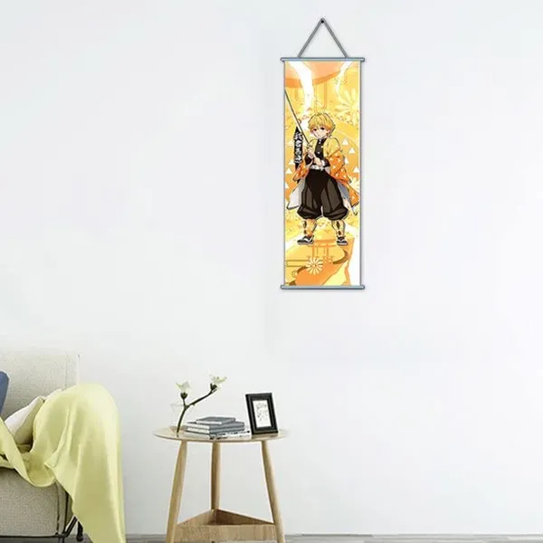 Demon_Slayer_Zenitsu_Agatsuma_Anime_Poster_Wall_Scroll_|_Art_Demon_Slaying_Corps_Canvas_Hanging_Paintings_Wall_Art_Decor_For_Home_Dorm_Office_(70_X_25_Cm)