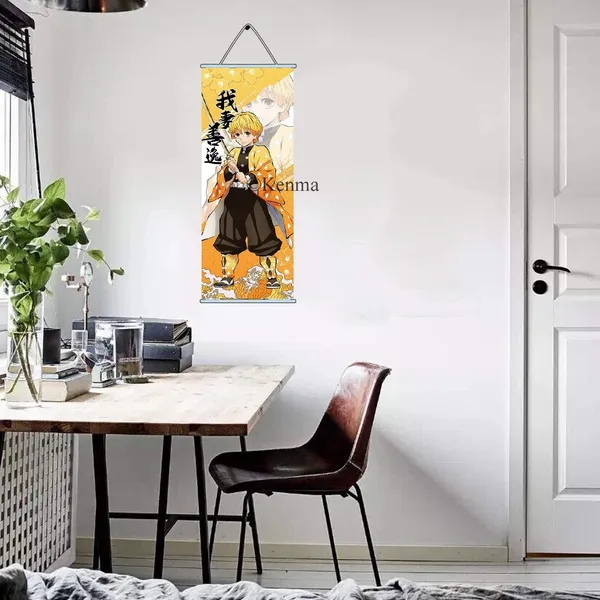 Demon_Slayer_Zenitsu_Agatsuma_Anime_Poster_Wall_Scroll_|_Art_Demon_Slaying_Corps_Canvas_Hanging_Paintings_Wall_Art_Decor_For_Home_Dorm_Office_(70_X_25_Cm)