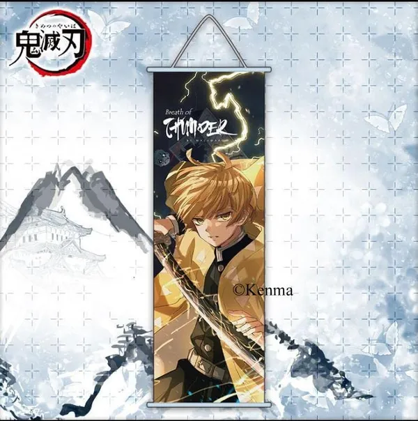 Demon_Slayer_Zenitsu_Agatsuma_Model_2_Anime_Poster_Wall_Scroll_|_Art_Demon_Slaying_Corps_Canvas_Hanging_Paintings_Wall_Art_Decor_For_Home_Dorm_Office_(70_X_25_Cm)