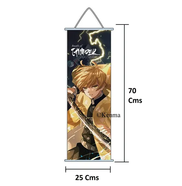 Demon_Slayer_Zenitsu_Agatsuma_Model_2_Anime_Poster_Wall_Scroll_|_Art_Demon_Slaying_Corps_Canvas_Hanging_Paintings_Wall_Art_Decor_For_Home_Dorm_Office_(70_X_25_Cm)
