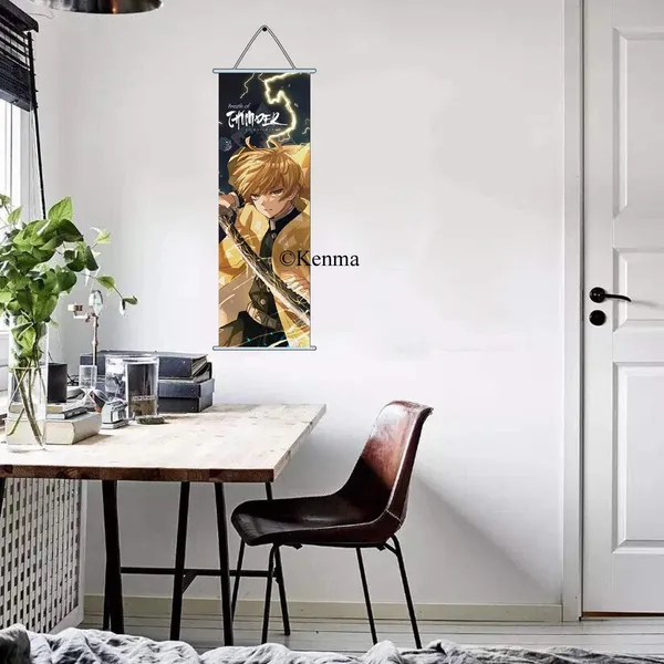 Demon_Slayer_Zenitsu_Agatsuma_Model_2_Anime_Poster_Wall_Scroll_|_Art_Demon_Slaying_Corps_Canvas_Hanging_Paintings_Wall_Art_Decor_For_Home_Dorm_Office_(70_X_25_Cm)