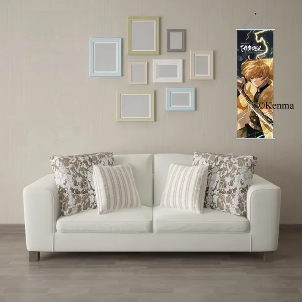 Demon_Slayer_Zenitsu_Agatsuma_Model_2_Anime_Poster_Wall_Scroll_|_Art_Demon_Slaying_Corps_Canvas_Hanging_Paintings_Wall_Art_Decor_For_Home_Dorm_Office_(70_X_25_Cm)