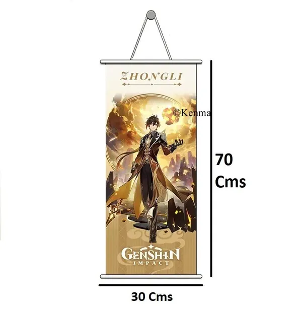 Genshin_Impact_Zhongli_Anime_Poster_Wall_Scroll_|_Art_Canvas_Hanging_Paintings_Wall_Art_Decor_For_Home_Dorm_Office_(70_X_25_Cm)