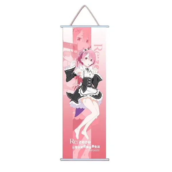 Re_Zero_Ram_Anime_Poster_Wall_Scroll_|_Art_Canvas_Hanging_Paintings_Wall_Art_Decor_For_Home_Dorm_Office_(70_X_25_Cm)
