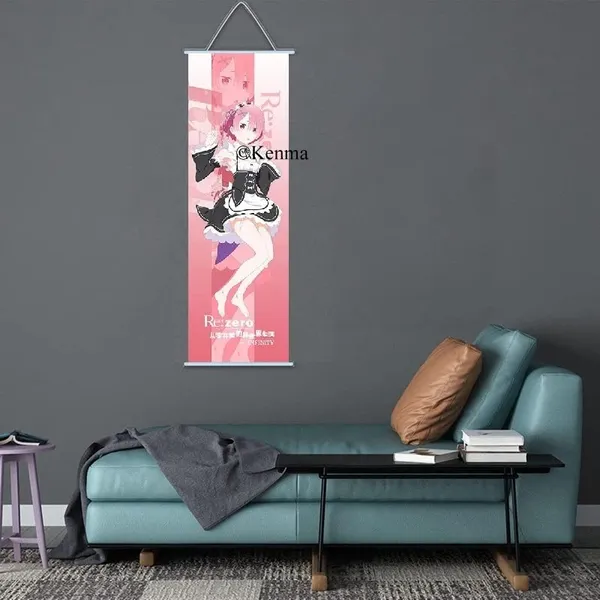 Re_Zero_Ram_Anime_Poster_Wall_Scroll_|_Art_Canvas_Hanging_Paintings_Wall_Art_Decor_For_Home_Dorm_Office_(70_X_25_Cm)